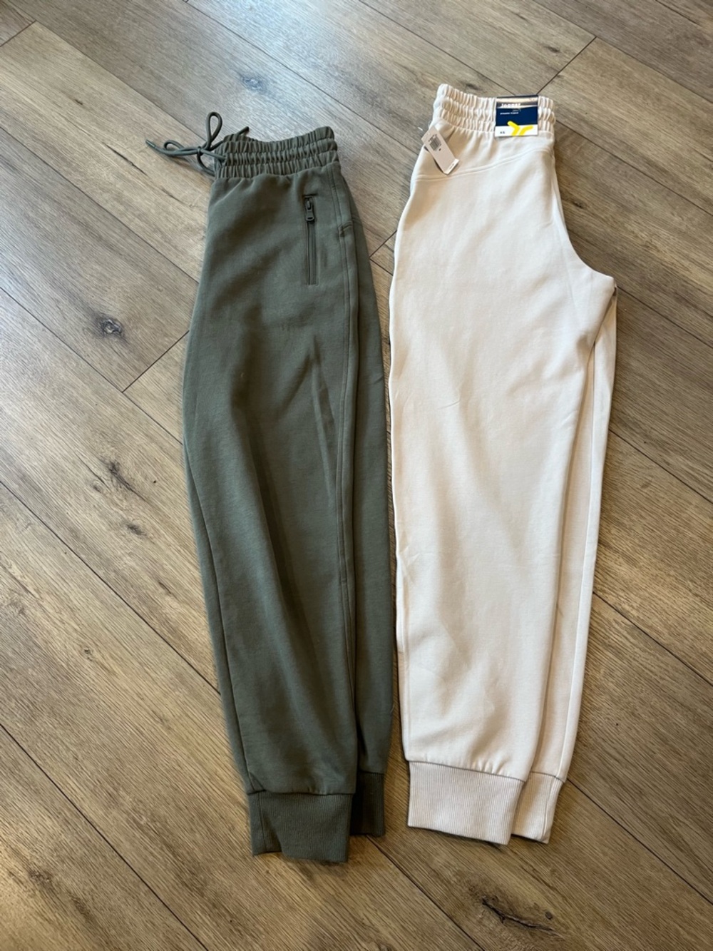 Old Navy Olive and Cream Track Joggers - Elastic Waist